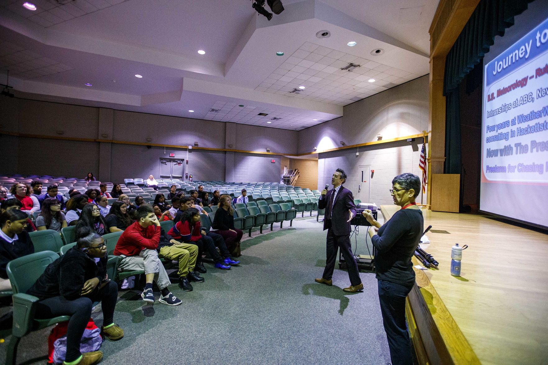 Meteorologist Joe Martucci at Vineland High School